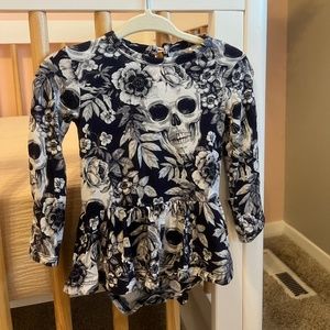 Bums & Roses Skeletons In The Closet Bodysuit Twirl Dress 3-6 Mos